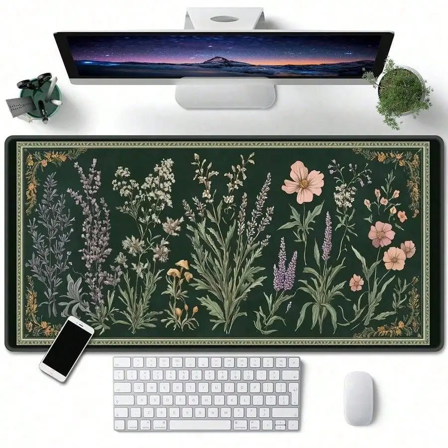 Vintage Gaming Accessories - 1pc Plant & Floral Pattern Desk