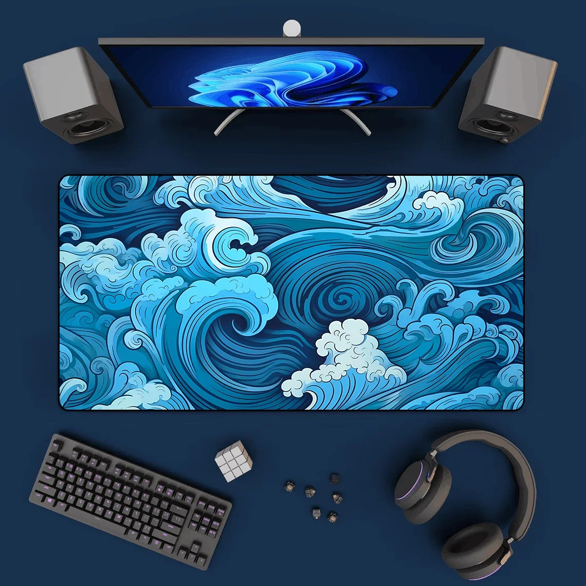 Japanese Blue Waves Mouse Pad  – Gaming Accessories For Your Desk Bewertung und Preis