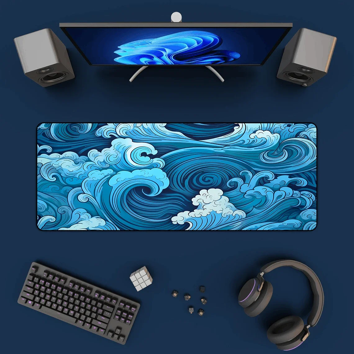 Japanese Blue Waves Mouse Pad  – Gaming Accessories For Your Desk Bewertung und Preis