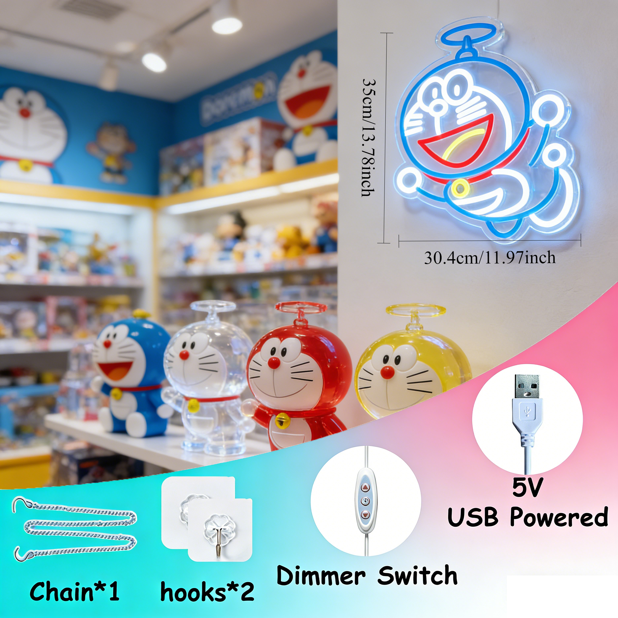 Doraemon Neon Sign LED USB Dim – Gaming Accessories Led Bewertung und Preis